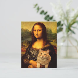 Postal Mona Lisa con un gato (piel de gato) Amantes de ma