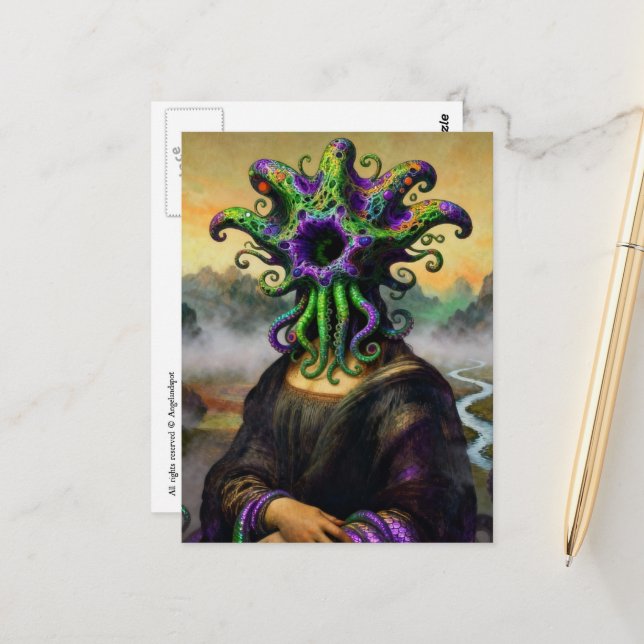 Postal Mona Lisa Cthulhu (Anverso/Reverso In Situ)