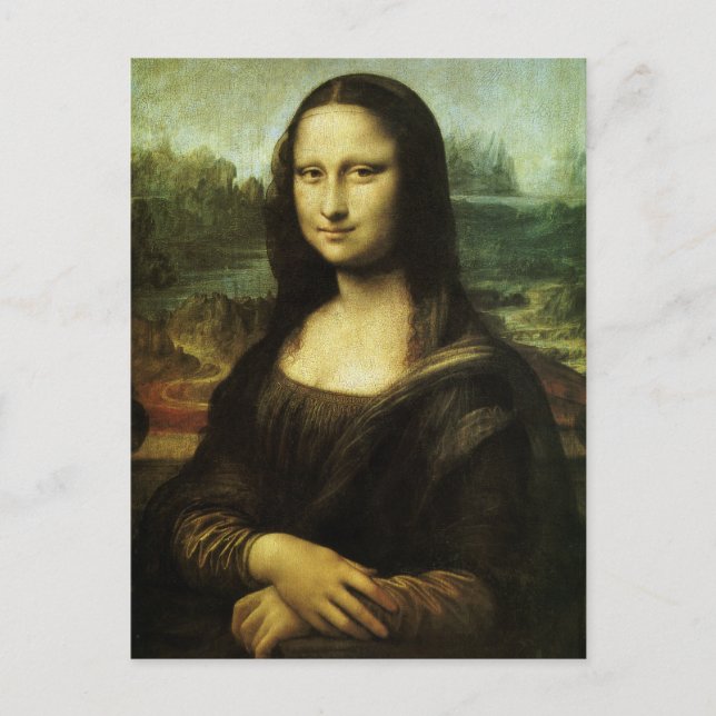 Postal Mona Lisa de Leonardo da Vinci, arte renacentista (Anverso)