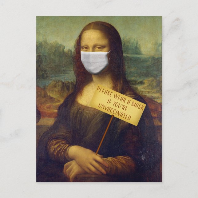 Postal Mona Lisa Dice Por Favor Use Mascarilla (Anverso)