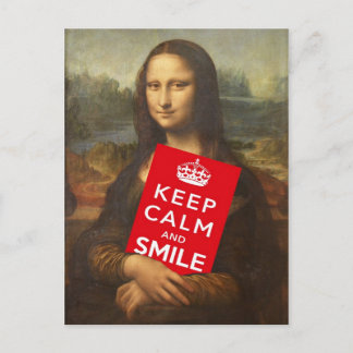 Postal Mona Lisa Dice Que Mantengan La Calma Y Sonrían