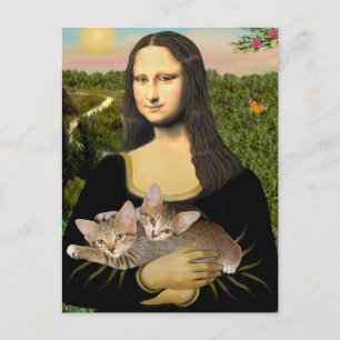 Postal Mona Lisa - Dos gatitos atigrados