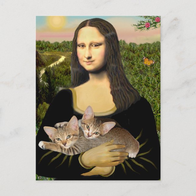 Postal Mona Lisa - Dos gatitos de tabby (Anverso)