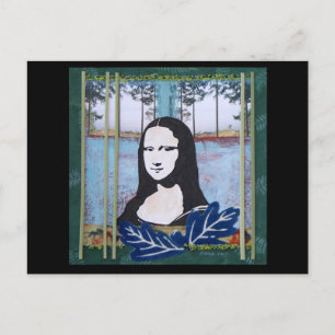 Postal Mona Lisa en el campo