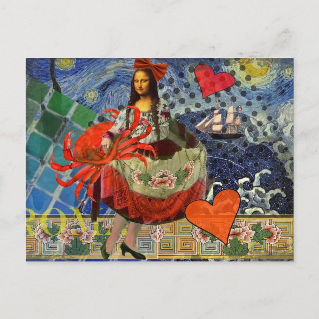 Postal Mona Lisa Fun Zodiac Whimsical (Anverso)