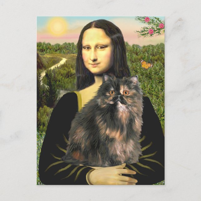 Postal Mona Lisa - gato calico persa (Anverso)