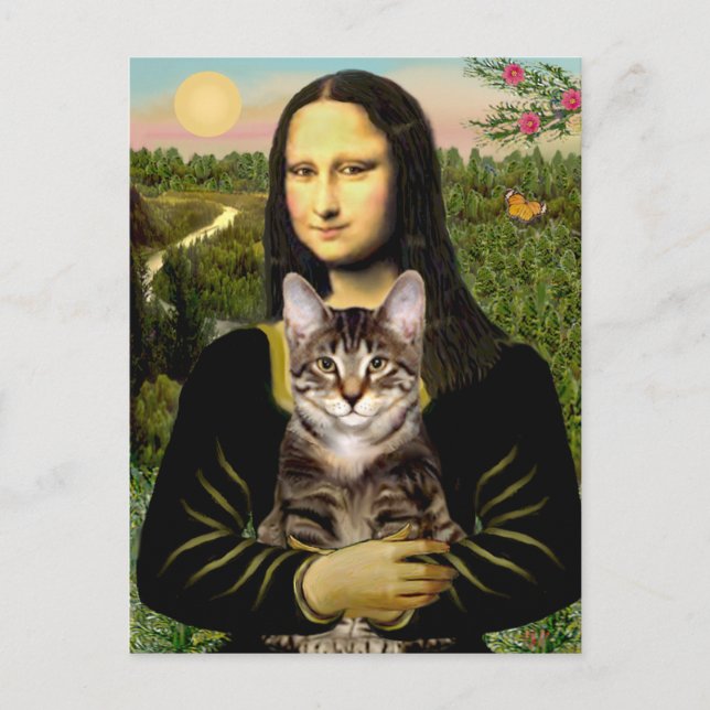Postal Mona Lisa - Gato del tigre de Tabby Marrón (Anverso)