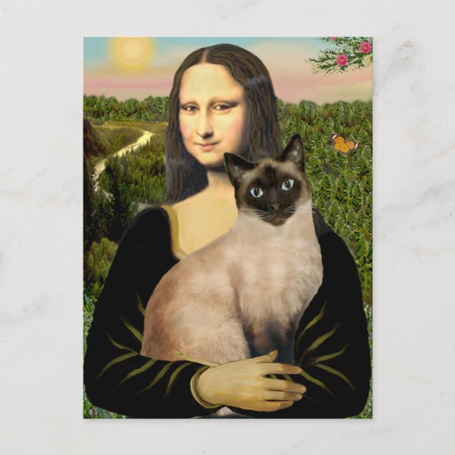Postal Mona Lisa - gato siamés de Seal Point (Anverso)
