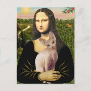 Postal Mona Lisa - gato Sphynx crema