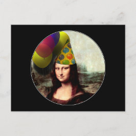 Postal Mona Lisa Gorra Fiesta de cumpleaños feliz
