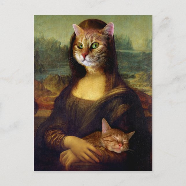 Postal Mona Lisa Naranja Cat (Anverso)