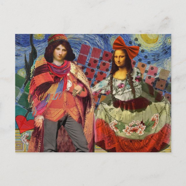 Postal Mona Lisa Obra divertida y colorida (Anverso)