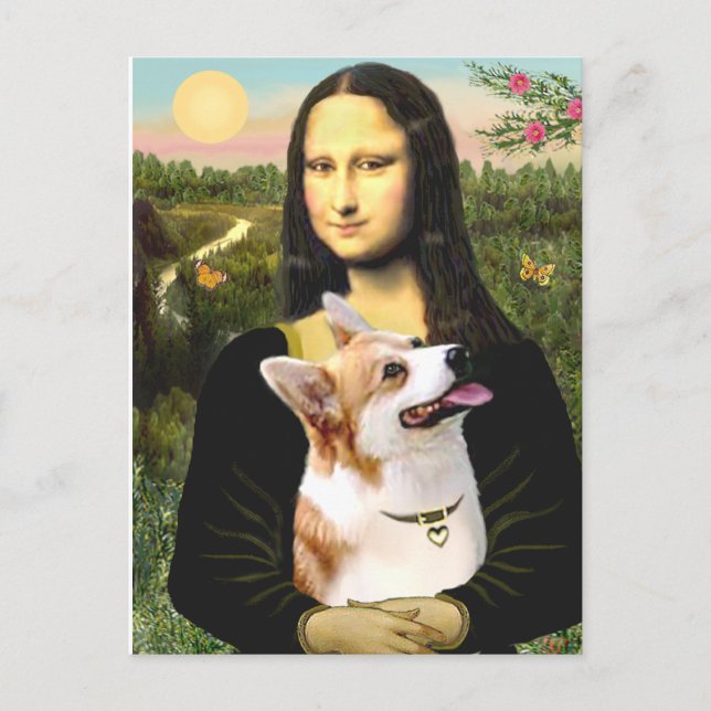 Postal Mona Lisa - Pembroke Welsh Corgi 7b (Anverso)