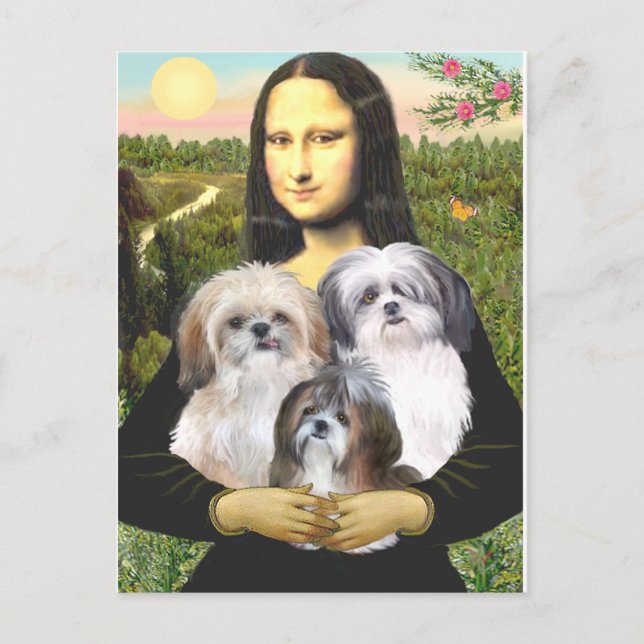 Postal Mona Lisa - Shih Tzus (tres) (Anverso)