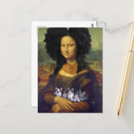 Postal Mona Lisa sosteniendo gatitos lindos Leonardo da V