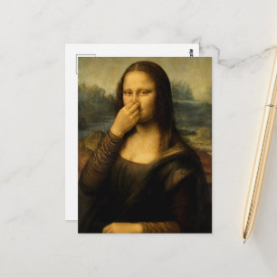 Postal Mona Lisa sosteniendo su nariz No 2