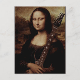 Postal Mona Lisa sosteniendo un amor a la guitarra (guita
