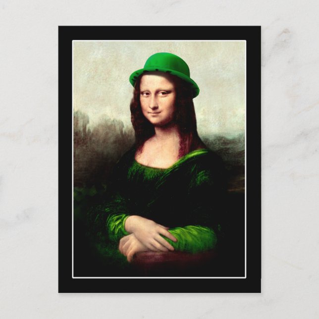 Postal Mona Lisa St. Patrick's Day Clover (Anverso)
