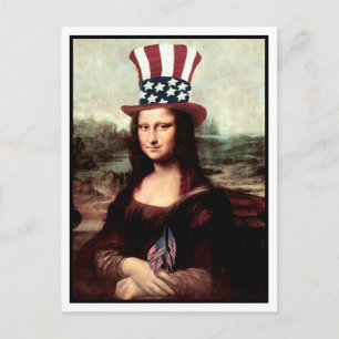 Postal Mona Lisa USA Día de la Independencia 
