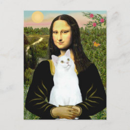 Postal Mona Lisa y gato blanco