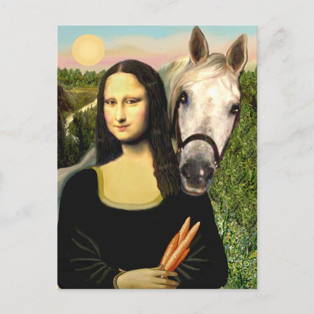 Postal Mona Lisa y su caballo árabe (Anverso)