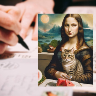 Postal Mona Lisa y su gato - Vacíos de verano