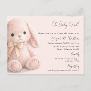 Postal Mona Oh Niña Bunny Rosa Baby Shower
