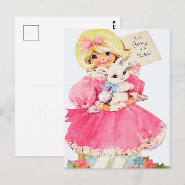 Postal mona retro vintage Pascua Niece (Anverso / Reverso)