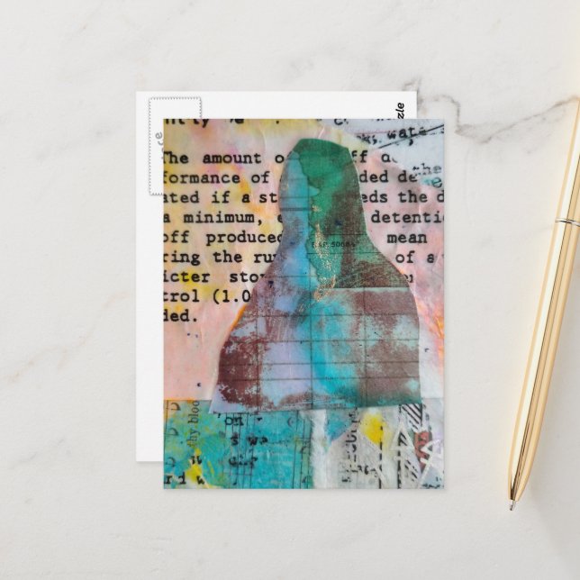 Postal Mona Stamped Mixed Media (Anverso/Reverso In Situ)