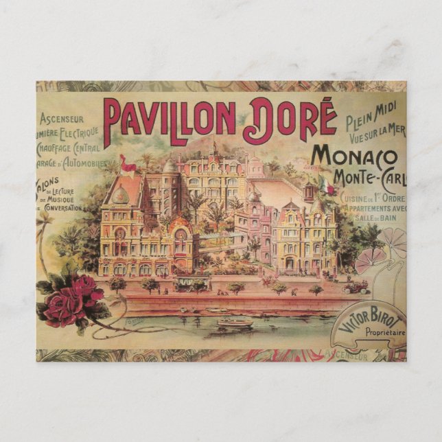 Postal Monaco Fancy Vintage Riviera Francesa (Anverso)