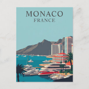 Postal Mónaco, Francia Muelle del Puerto Dique Vintage