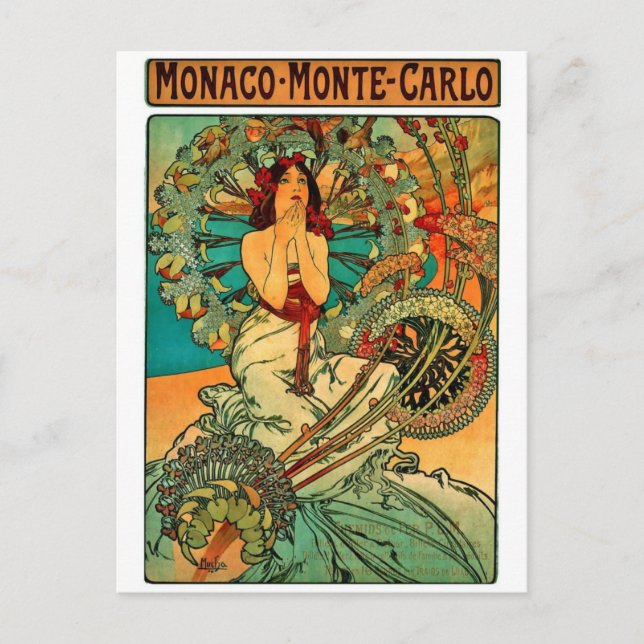 Postal Mónaco Monte Carlo Art Nouveau (Anverso)