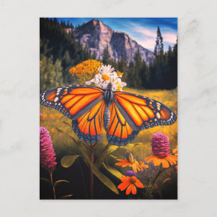 Postal Monarca Mariposa Montaña Hermosa Naturaleza prader