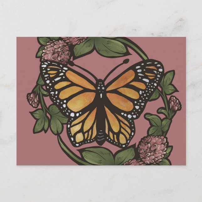 Postal Monarch Butterfly and Clover                       (Anverso)