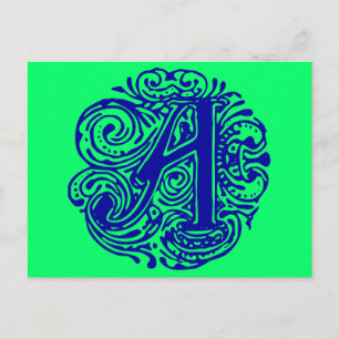 Postal Monarchia Azul "A"