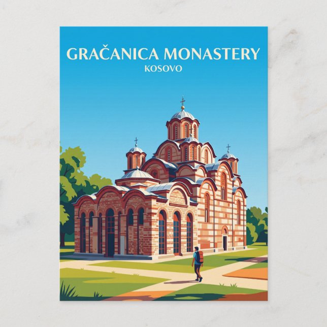 Postal Monasterio de Gračanica Kosovo (Anverso)