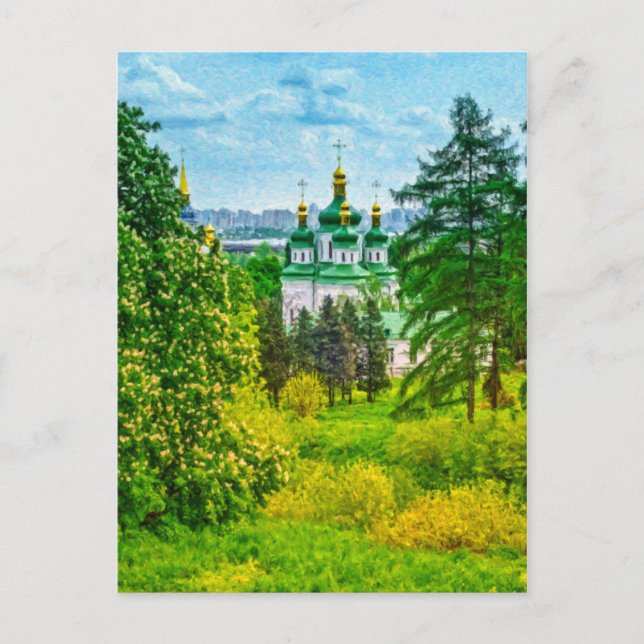 Postal Monasterio de Vydubitsky. Kiev, Ucrania (Anverso)