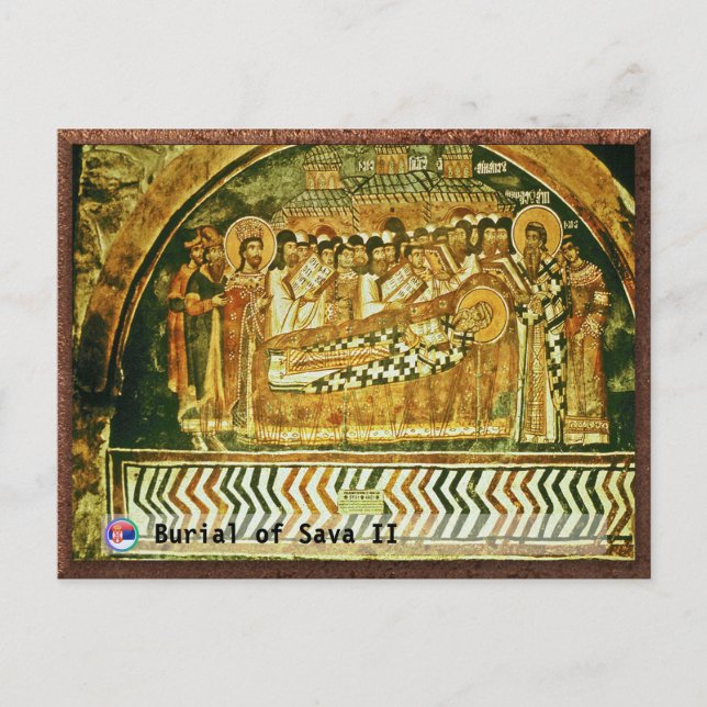 Postal MONASTERIOS SERBIOS - Entierro de Sava II (Anverso)