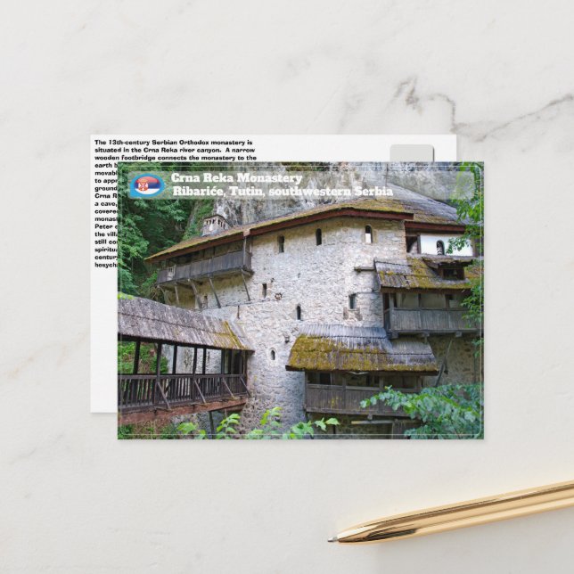 Postal MONASTERIOS SERBIOS - Monasterio de Crna Reka Riba (Anverso/Reverso In Situ)
