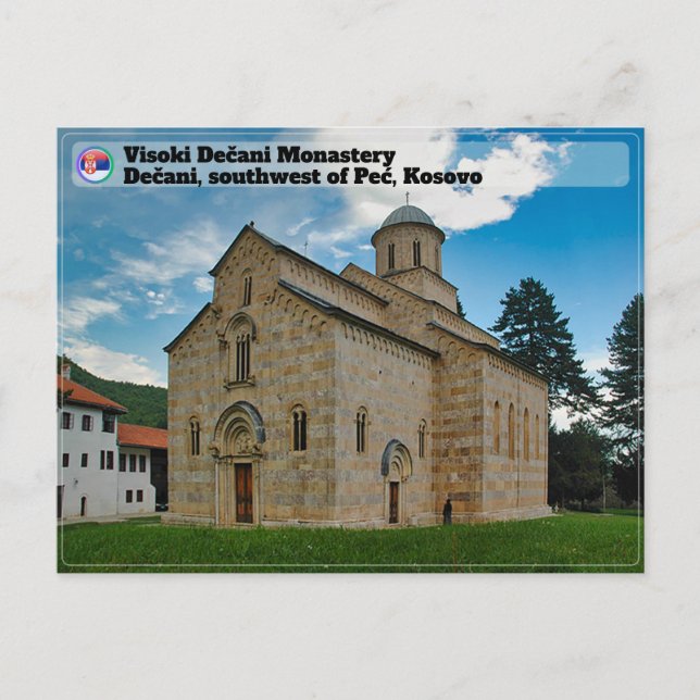 Postal MONASTERIOS SERBIOS - Monasterio de Visoki Dečani (Anverso)