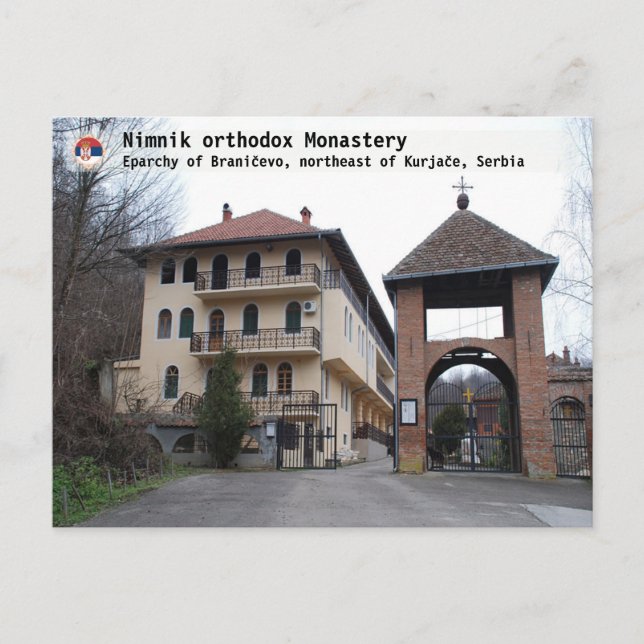 Postal MONASTERIOS SERBIOS - Monasterio ortodoxo de Nimni (Anverso)
