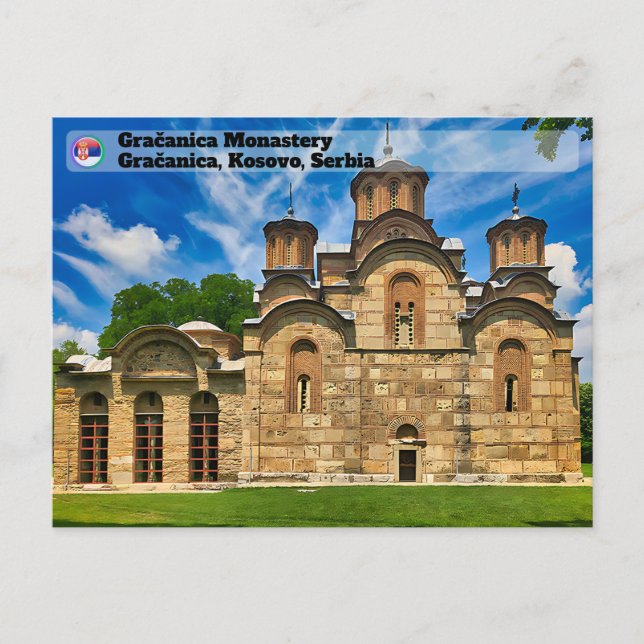 Postal MONASTERIOS SERBIOS - Monasterio ortodoxo Gračanic (Anverso)