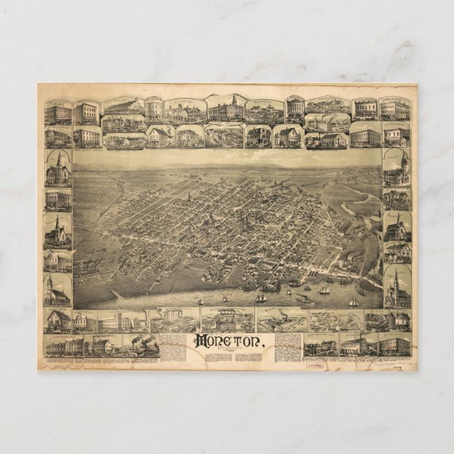 Postal Moncton New Brunswick Canadá (1888) (Anverso)