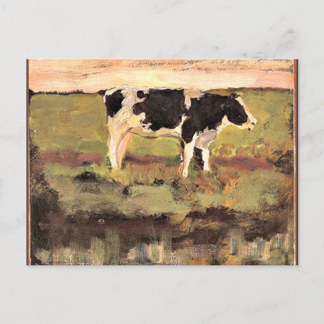 Postal Mondrian - Black and White Heifer, obra de arte de (Anverso)