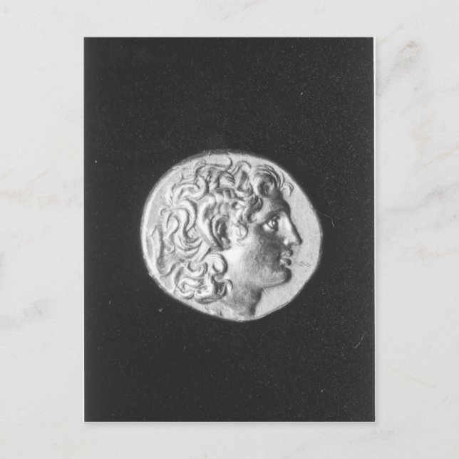 Postal Moneda con la cabeza de Alejandro Magno (Anverso)