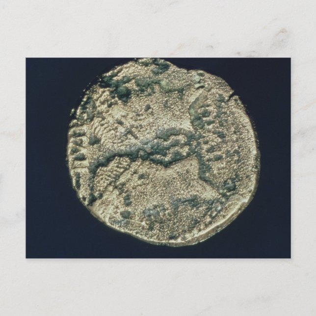 Postal Moneda con las cabezas de Julio César y Augusto (Anverso)