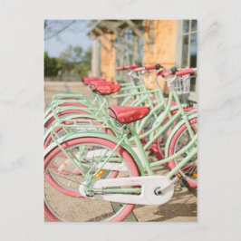 Postal Moneda de época y bicicleta rosa