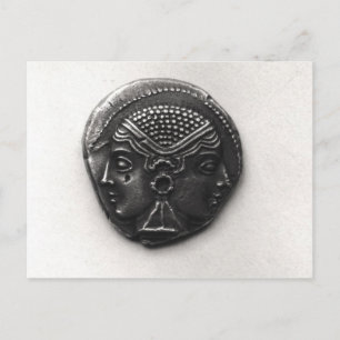 Postal Moneda de Lampsacus con la cabeza de Janiforme