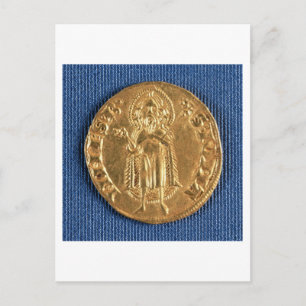 Postal Moneda de oro, con San Juan Bautista, siglo XVI