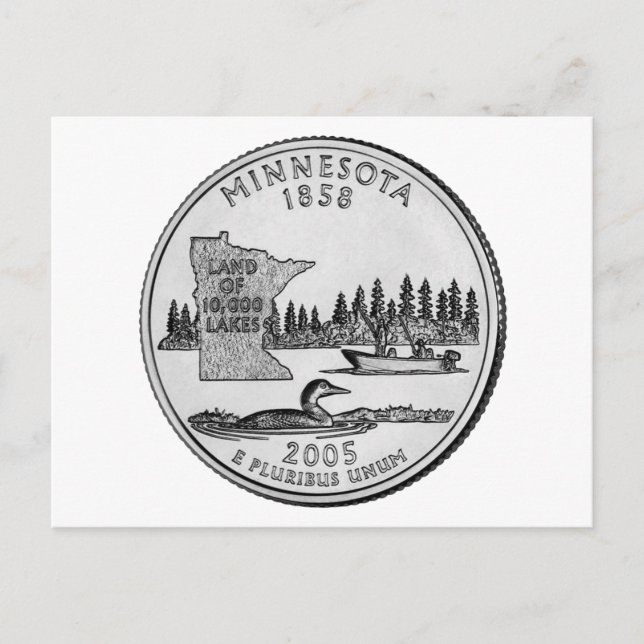 Postal Moneda de veinticinco centavos del estado de Minne (Anverso)